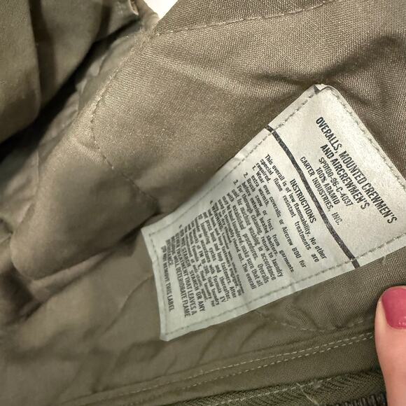Military Mounted Crewmen and Airmen Insulated Overalls Green Medium - Picture 7 of 9